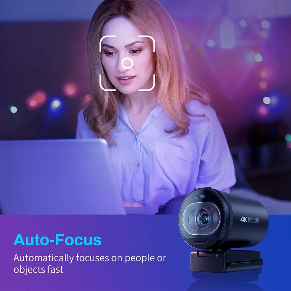 4K Streaming Webcam with Autofocus Black