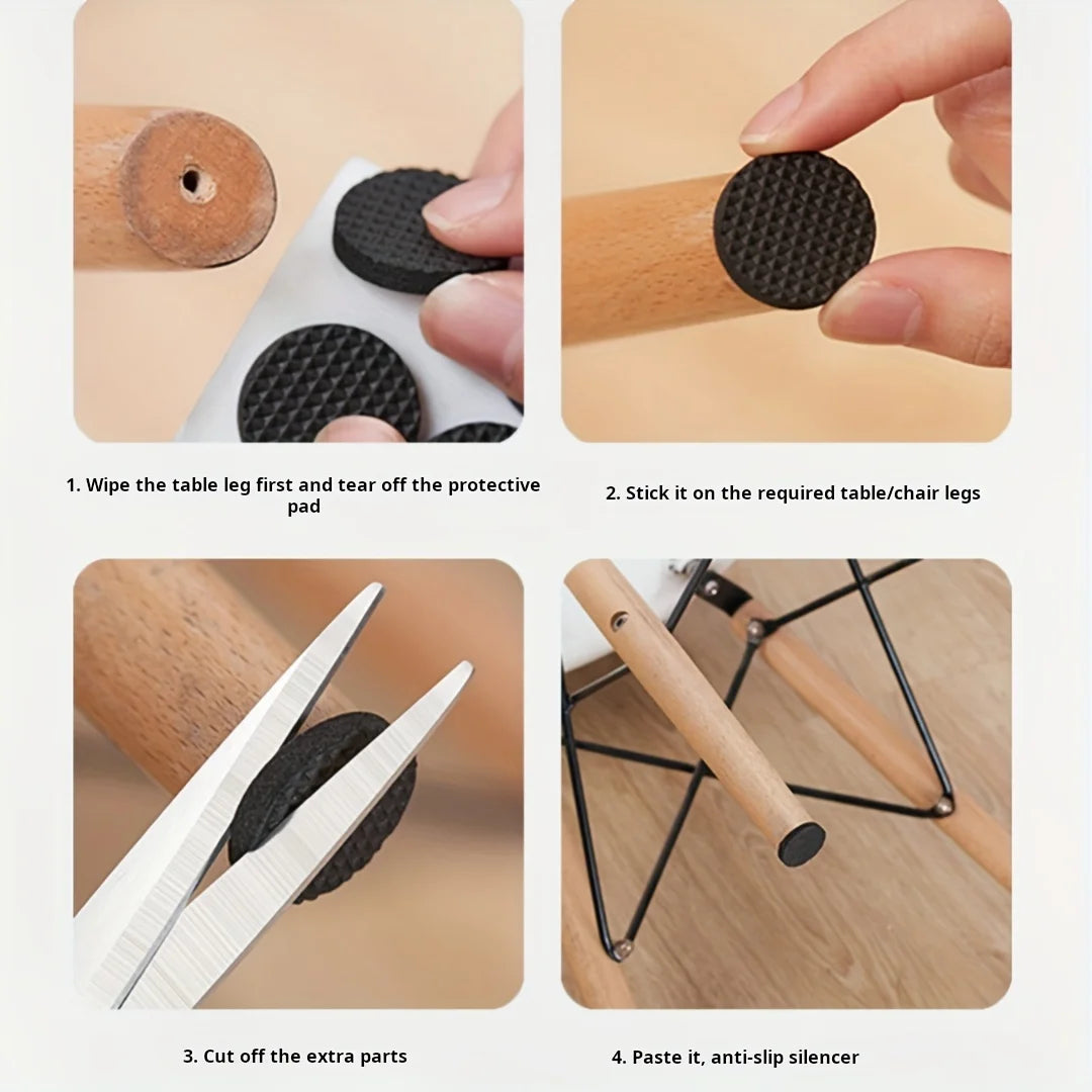 Self-adhesive furniture leg protector pad for chairs, anti-skid furniture foot pads, easy to attach and prevent scratches.