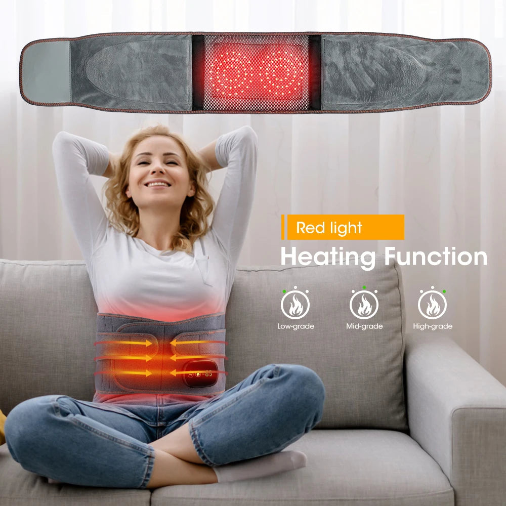 Maroon Asteria heat therapy lumbar brace support massager with back belt for waist pain relief and muscle relaxation.