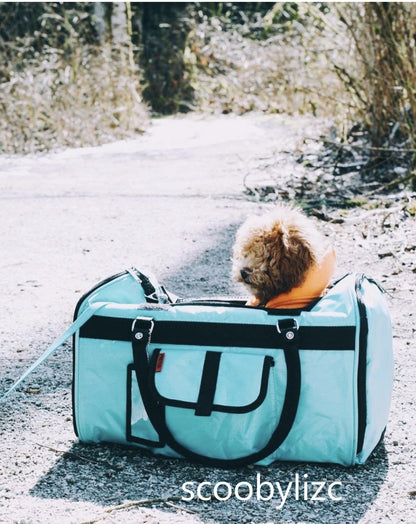 Pink Coconut 312 Hideaway™ Duffel pet carrier with mesh sides and padded handles, designed for comfortable pet travel.