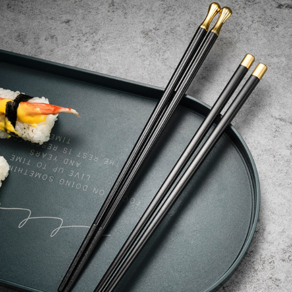 Elegant reusable kitchen chopsticks set by Yellow Pandora, featuring sleek, eco-friendly design perfect for Asian cuisine dining.