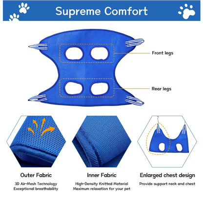 Yellow Pandora cat grooming restraint bag with hammock, designed to safely hold cats during grooming or vet visits.