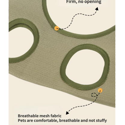 Yellow Pandora cat grooming restraint bag with hammock, designed to securely hold cats during grooming or vet visits.