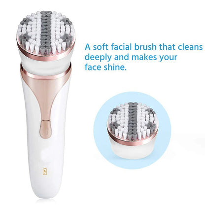 Maroon Asteria 4-in-1 electric lady epilator, bikini trimmer, shaver, and razor for underarm hair removal and grooming.