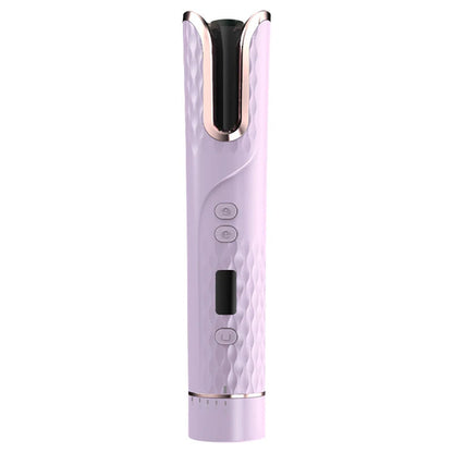 Maroon Asteria automatic wireless electric hair curler with USB charging, portable and gentle for hair styling.