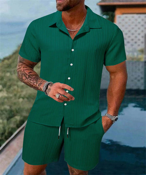 Raspberry Eurybia Irie Men Beach Shorts Set, stylish swimwear with vibrant patterns, suitable for beach and pool activities.