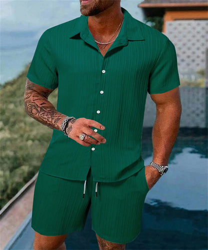 Raspberry Eurybia Irie Men Beach Shorts Set, stylish swimwear with vibrant patterns, suitable for beach and pool activities.