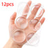 Transparent soft silicone door stopper bumper with self-adhesive backing, designed to protect walls and doors from impact.