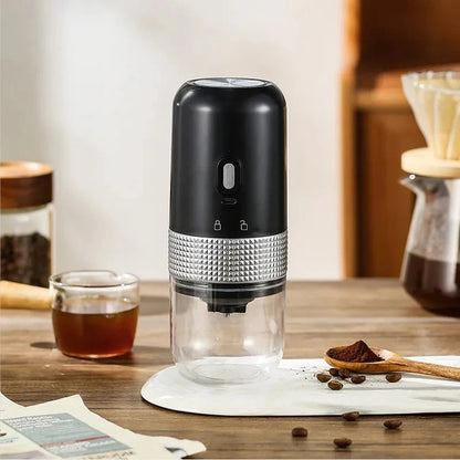 Wireless electric coffee grinder by Maroon Asteria with ceramic grinding mechanism and USB charging, designed for kitchen use.