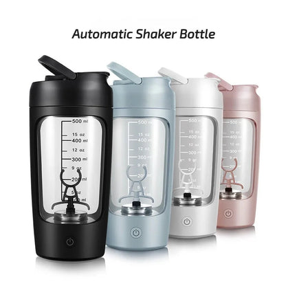 Maroon Asteria USB electric protein shaker bottle with a transparent body and black lid, portable with a rechargeable 1200mAh battery.