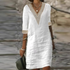 Yellow Eleusis elegant cotton linen dress with bag and wallet accessories, showcasing a stylish and comfortable fashion ensemble.