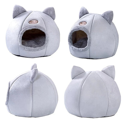 Yellow Pandora Cozy 2-in-1 pet house bed with soft fabric and enclosed sleeping space for dogs or cats.
