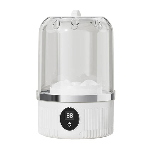 Portable Maroon Asteria mini washing machine for underwear and socks, compact home improvement appliance with a sleek design.