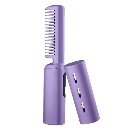 Maroon Asteria cordless mini hair straightener iron comb for curly hair, USB rechargeable, compact hair styling tool