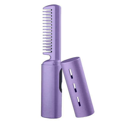 Maroon Asteria cordless mini hair straightener iron comb for curly hair, USB rechargeable, compact hair styling tool