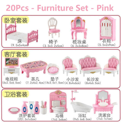 Set of 24 brown miniature dollhouse furniture accessories for kids&