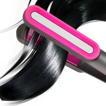 Maroon Asteria professional 2-in-1 hair iron and straightener for thick hair, showing sleek styling plates and ergonomic design.