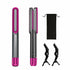 Maroon Asteria professional 2-in-1 hair straightener and styling iron for thick hair, with sleek black design and ceramic plates.