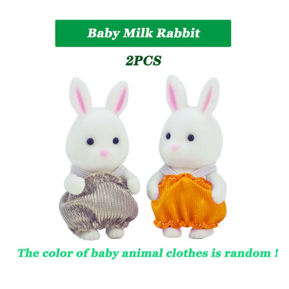 Small plush rabbit doll from AliExpress, part of 1/12 micro dollhouse animal set featuring reindeer, sheep, elephant, and squirrel.