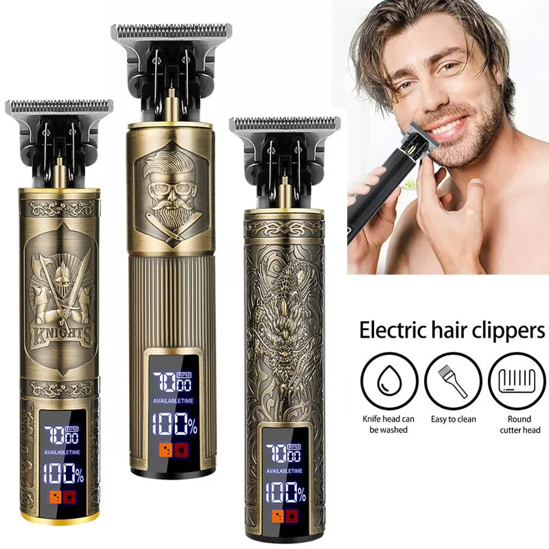 Vintage cordless hair trimmer by AliExpress with USB fast charging, featuring a sleek design for grooming and hair cutting.