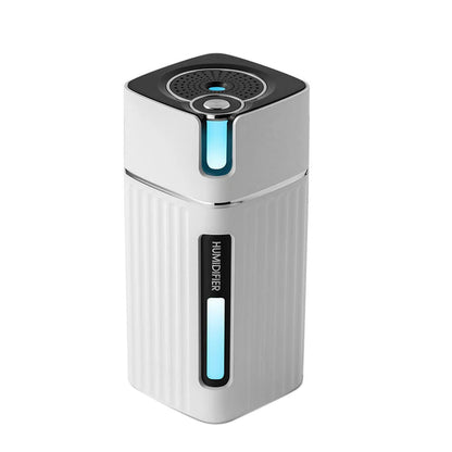 Maroon Asteria 300ml air humidifier with cool mist and color LED light, ideal for home improvement and aromatic relaxation.