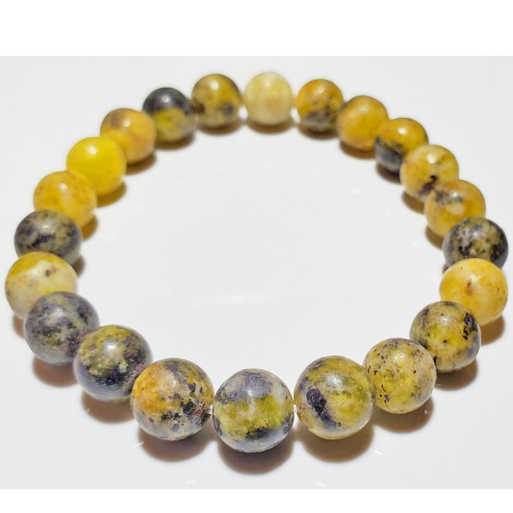 Silver Hestia 8mm serpentine bead elastic stretch bracelet featuring smooth green gemstone beads for jewelry and watch accessories.
