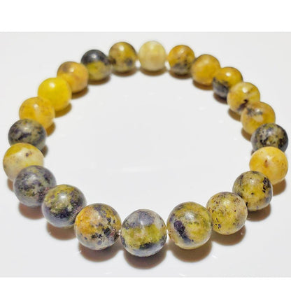 Silver Hestia 8mm serpentine bead elastic stretch bracelet featuring smooth green gemstone beads for jewelry and watch accessories.