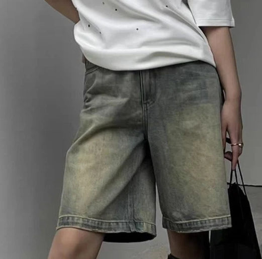 High-waisted pink denim shorts for women, casual streetwear style, from Pink Lucky, in S to 4XL sizes.