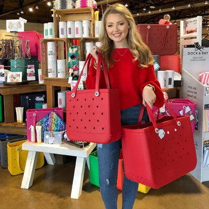 EVA rubber waterproof beach tote bag by Raspberry Eurybia with spacious design and colorful fashion style.