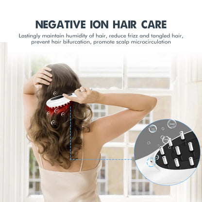 Maroon Asteria electric infrared massage comb for hair growth with vibrating head, 5V haircare device, close-up view of the comb.