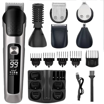 Maroon Asteria all-in-one hair trimmer and beard grooming kit with electric shaver for men, suitable for body and facial hair.