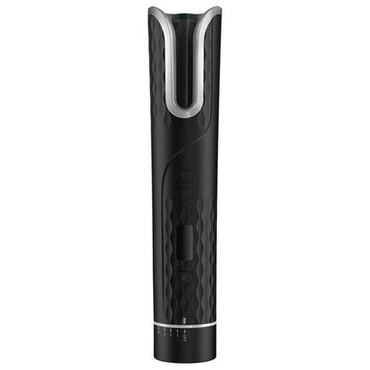 Maroon Asteria automatic hair curler, portable wireless electric device for curling hair, USB rechargeable, gentle on hair.