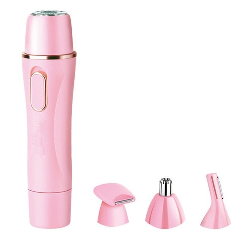 Maroon Asteria 4-in-1 female eyebrow trimmer, epilator, razor for precise hair removal and grooming of eyebrows and facial hair.