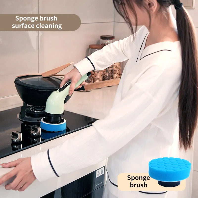 Maroon Asteria wireless electric cleaning brush for bathroom windows, featuring a multifunctional design with a sleek handle and cleaning head.