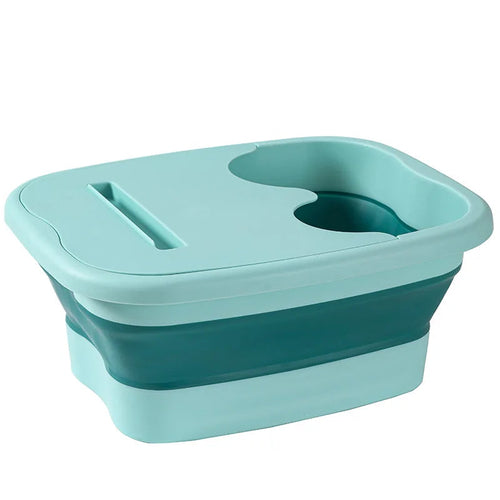 Pink Lucky foldable footbath massage bucket in white, showing its compact, foldable design for spa and soaking use.