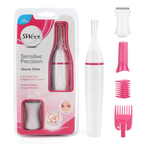Maroon Asteria 5-in-1 electric hair removal and shaving machine for women, compact mini trimmer and razor in a sleek design