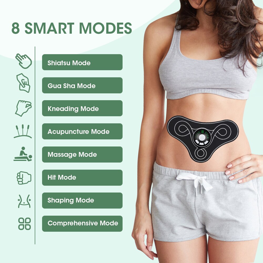 Maroon Asteria EMS electric massager for pain relief on neck, back, and legs, promoting health and muscle relaxation.