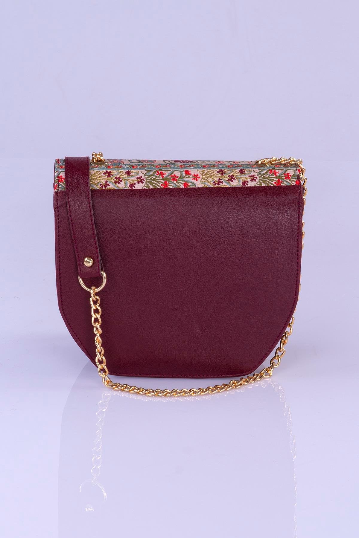 Handmade Oriental floral crossbody handbag by Chocolate Eros, featuring elegant design and intricate details.