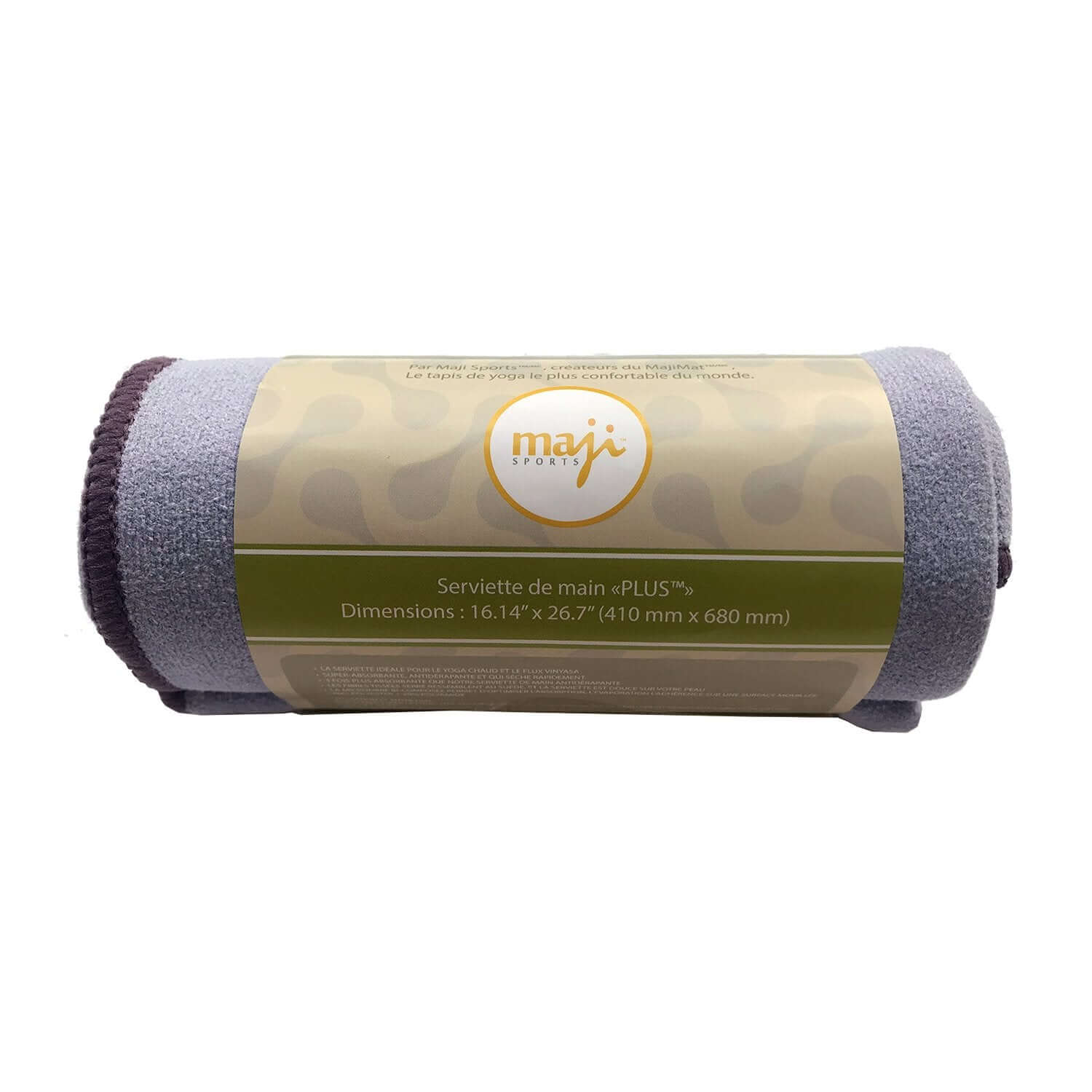 Black Lavender Maji Sports premium microfiber hot yoga hand towel with suede texture, ideal for absorbing sweat during workouts.