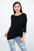 Black twisted front comfortable top by Yellow Hera, showcasing a stylish, fitted design with twisted detailing at the front.