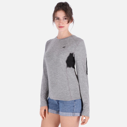 Gray Rose Hemera QuickDry LS Shirt for women, lightweight activewear T-shirt with long sleeves on a white background.