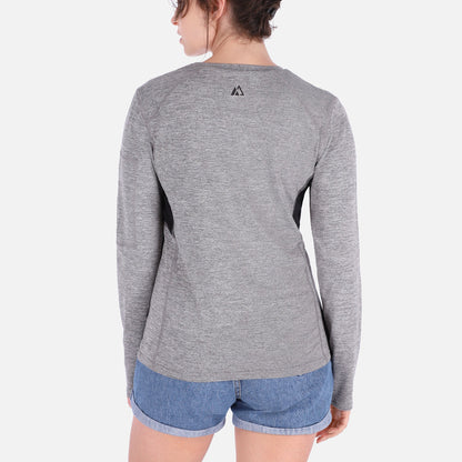 Gray Rose Hemera QuickDry LS Shirt for women, a lightweight activewear T-shirt with long sleeves and breathable fabric.