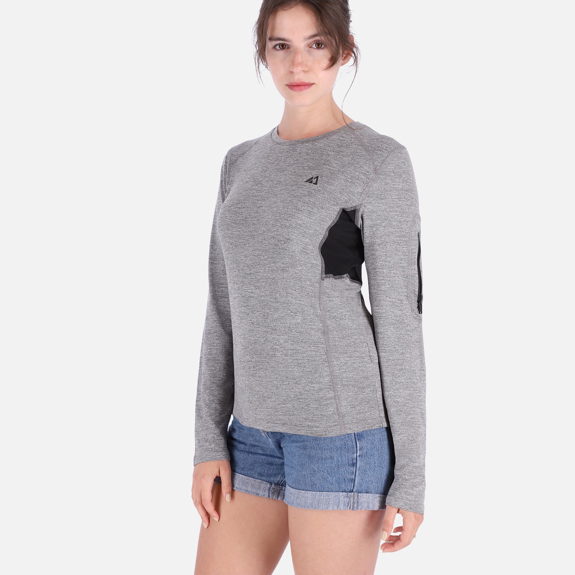 Gray Rose Hemera QuickDry LS Shirt for women, a breathable activewear long-sleeve T-shirt suitable for workouts and outdoor activities.