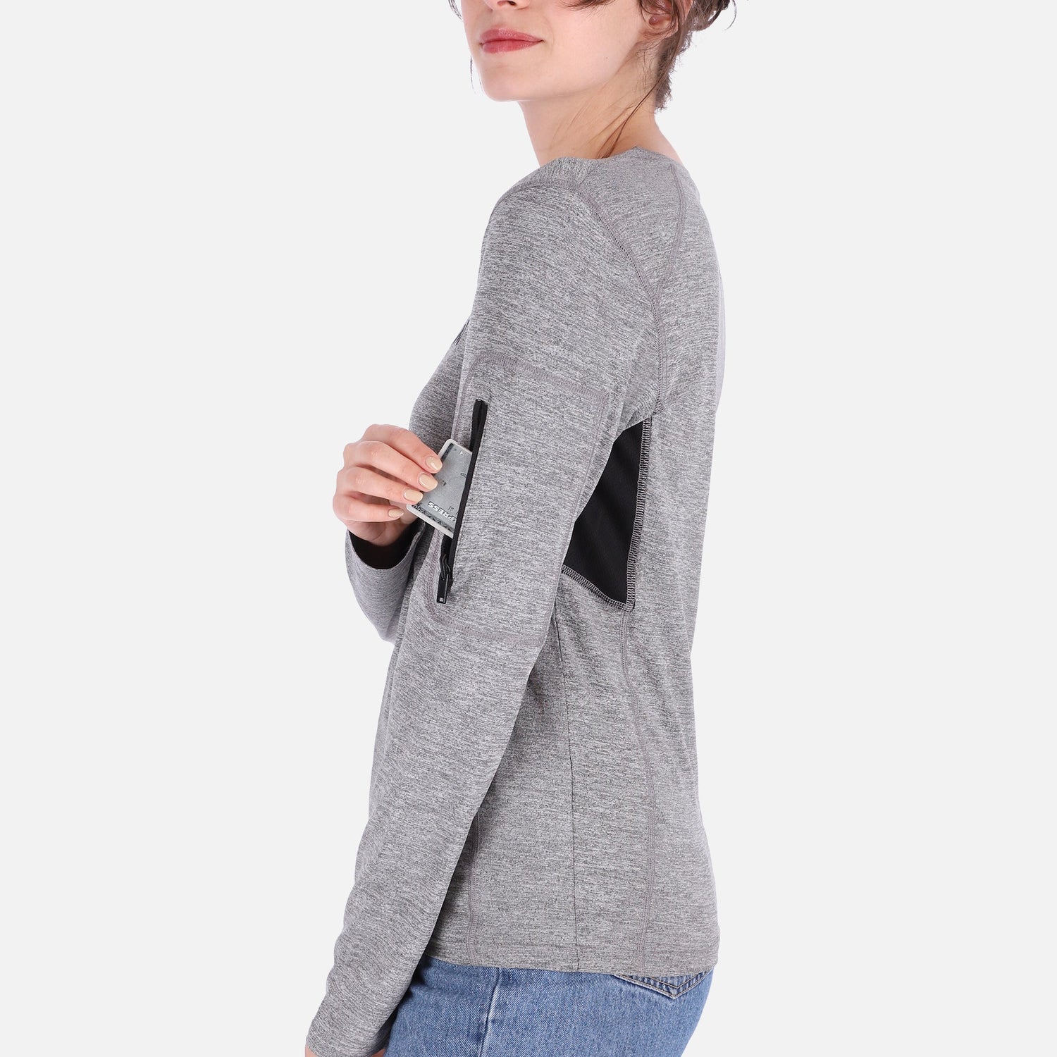 Gray Rose Hemera QuickDry LS Shirt for women, a lightweight activewear long-sleeve T-shirt with breathable fabric.