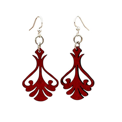 Red Sunflower Iron Art Earrings with intricate metalwork and geometric design, stylish jewelry for everyday wear.
