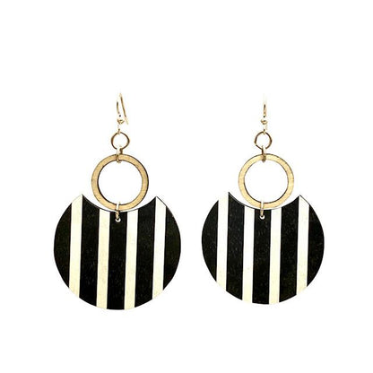 Red Sunflower Modern Art Deco earrings featuring geometric shapes and bold design, displayed on a neutral background.