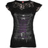 Black Jasper waist corset top with lace layers and cap sleeves, featuring a fitted black blouse design.