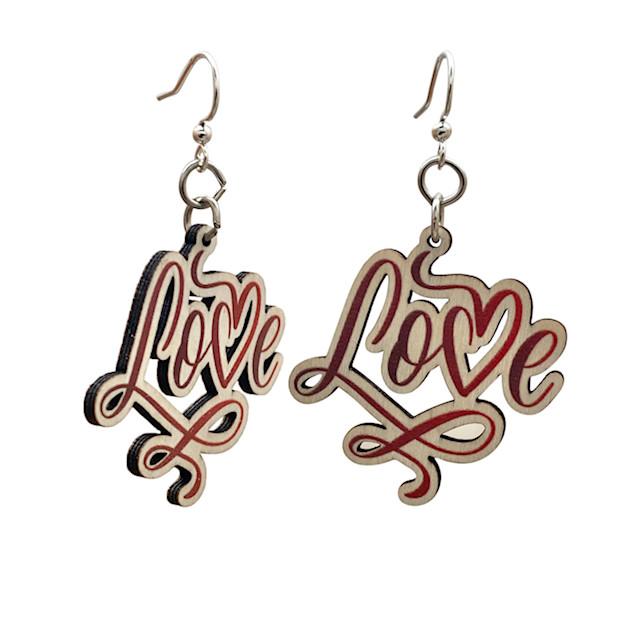Red Sunflower Love Earrings featuring delicate gold-tone heart-shaped dangle earrings with intricate detailing.
