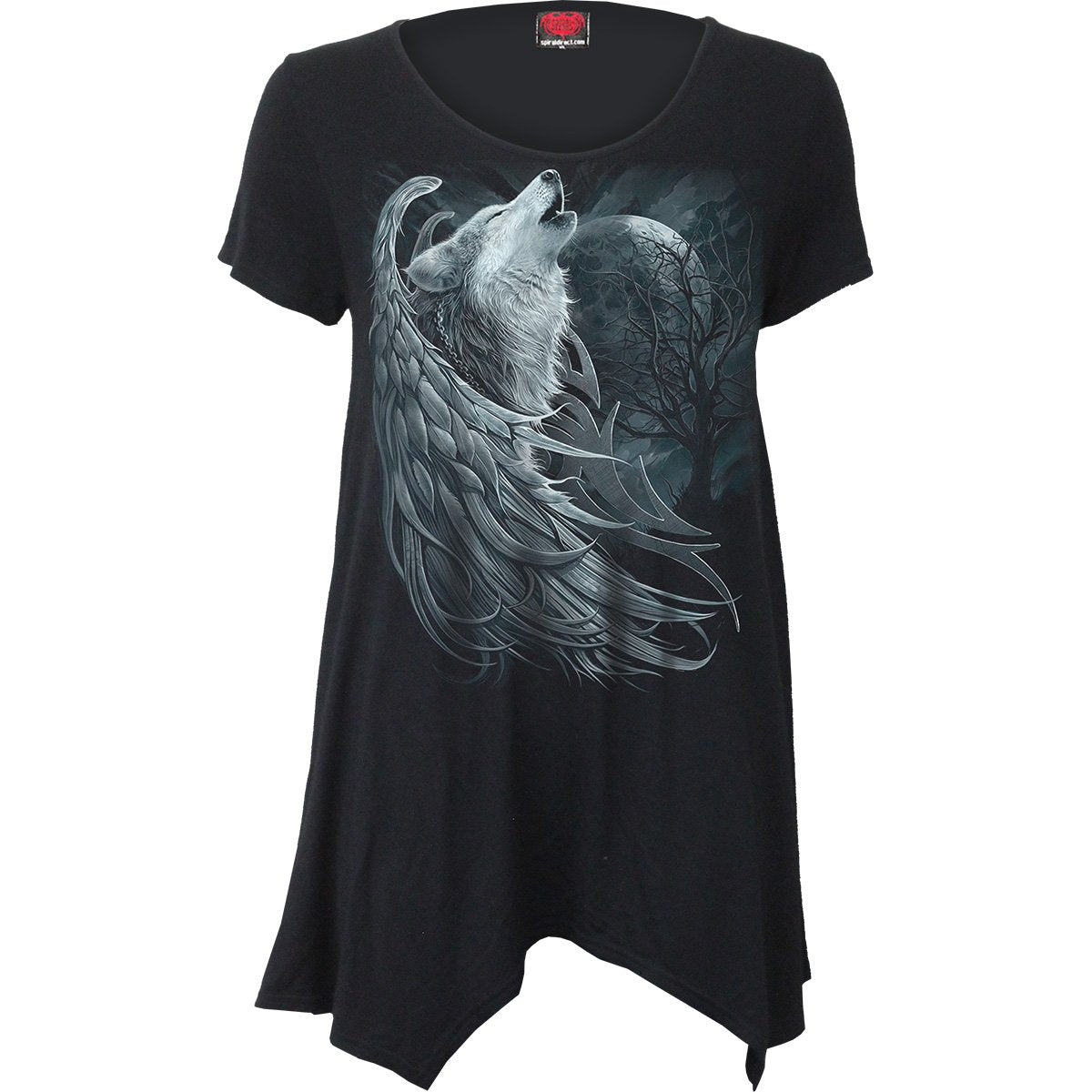Black Jasper Wolf Spirit smock tunic casual top with a relaxed fit, featuring a stylish design and comfortable fabric.