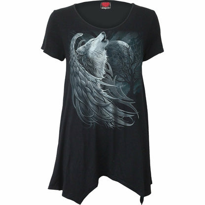 Black Jasper WOLF SPIRIT smock tunic, casual top with relaxed fit, featuring a stylish design and comfortable fabric for everyday wear.